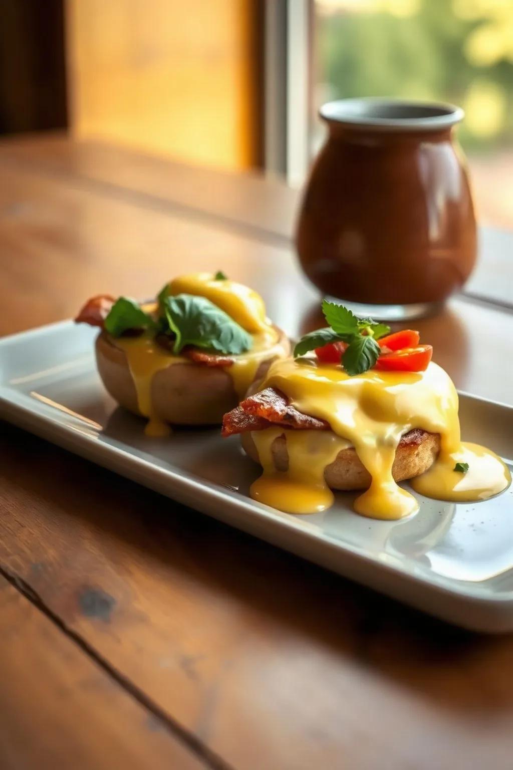 Eggs Benedict with Pancetta and Cheese Sauce