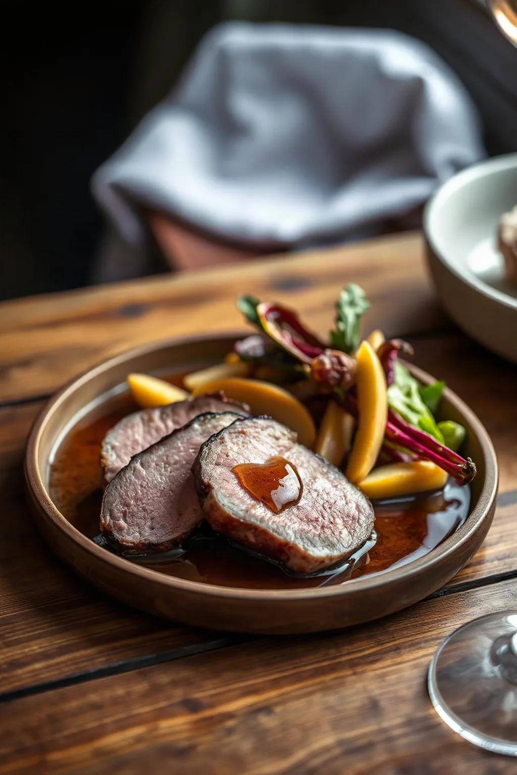 Duck Breasts and Radicchio with Maple Apples