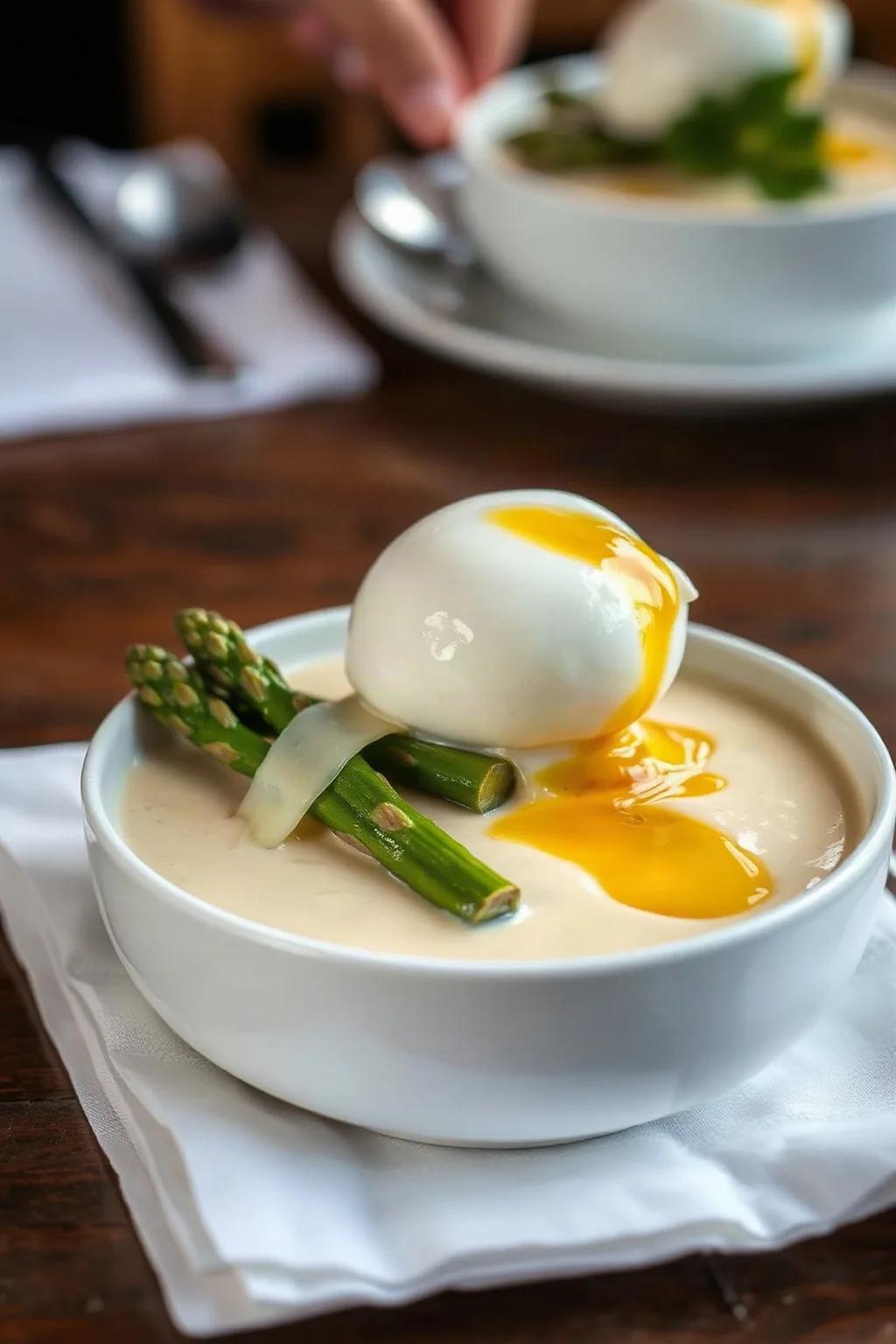 Asparagus Cream with Parmesan and Poached Egg