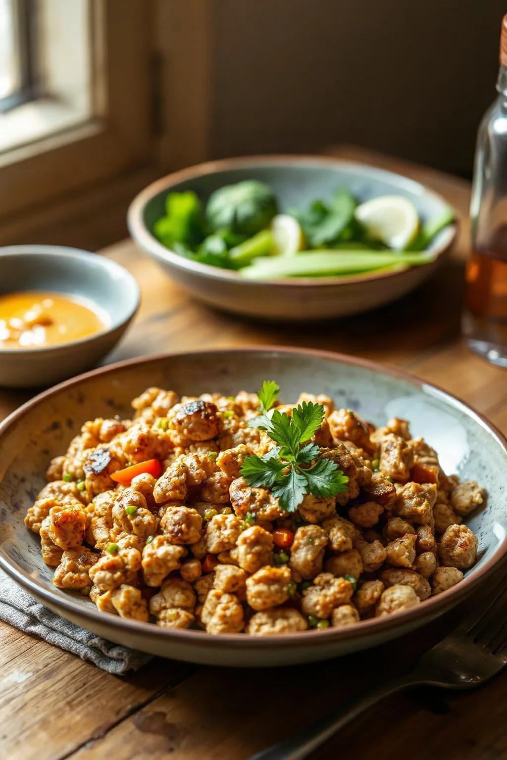 Sautéed Ground Chicken with Miso and Curry