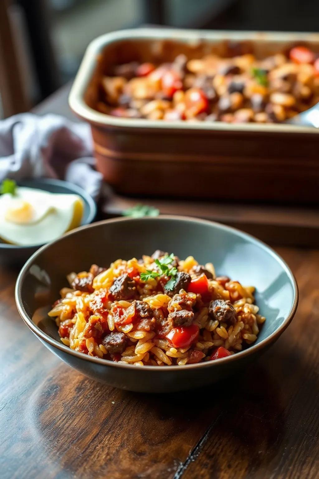 Beef and Tomato Rice Casserole