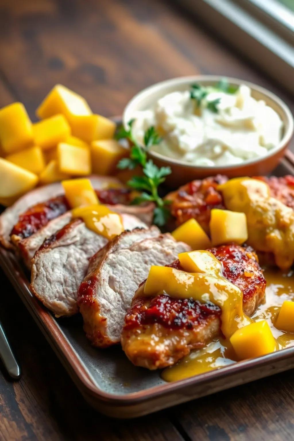 Filets de porc au cari et à la mangue à la friteuse à air chaud