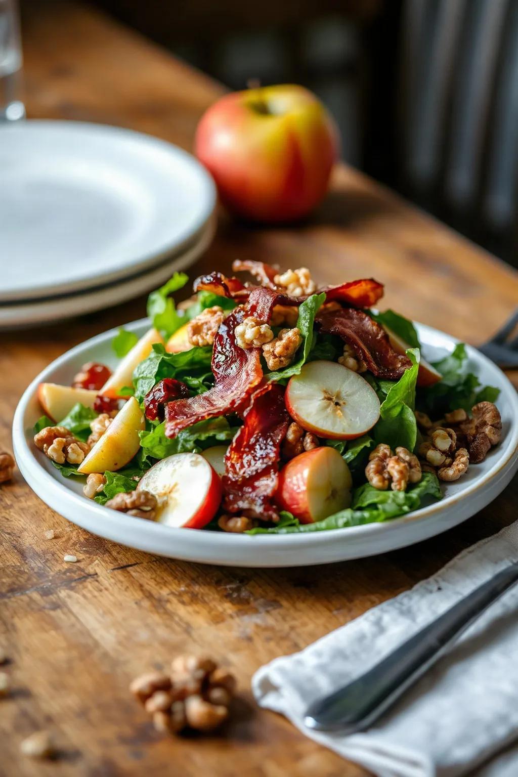 Green Salad with Apples, Walnuts, Bacon & Maple