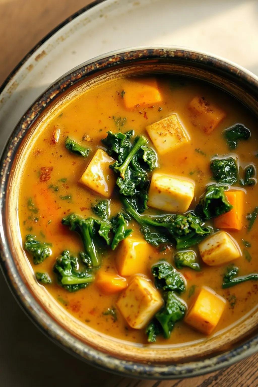Soupe au tofu et au kale