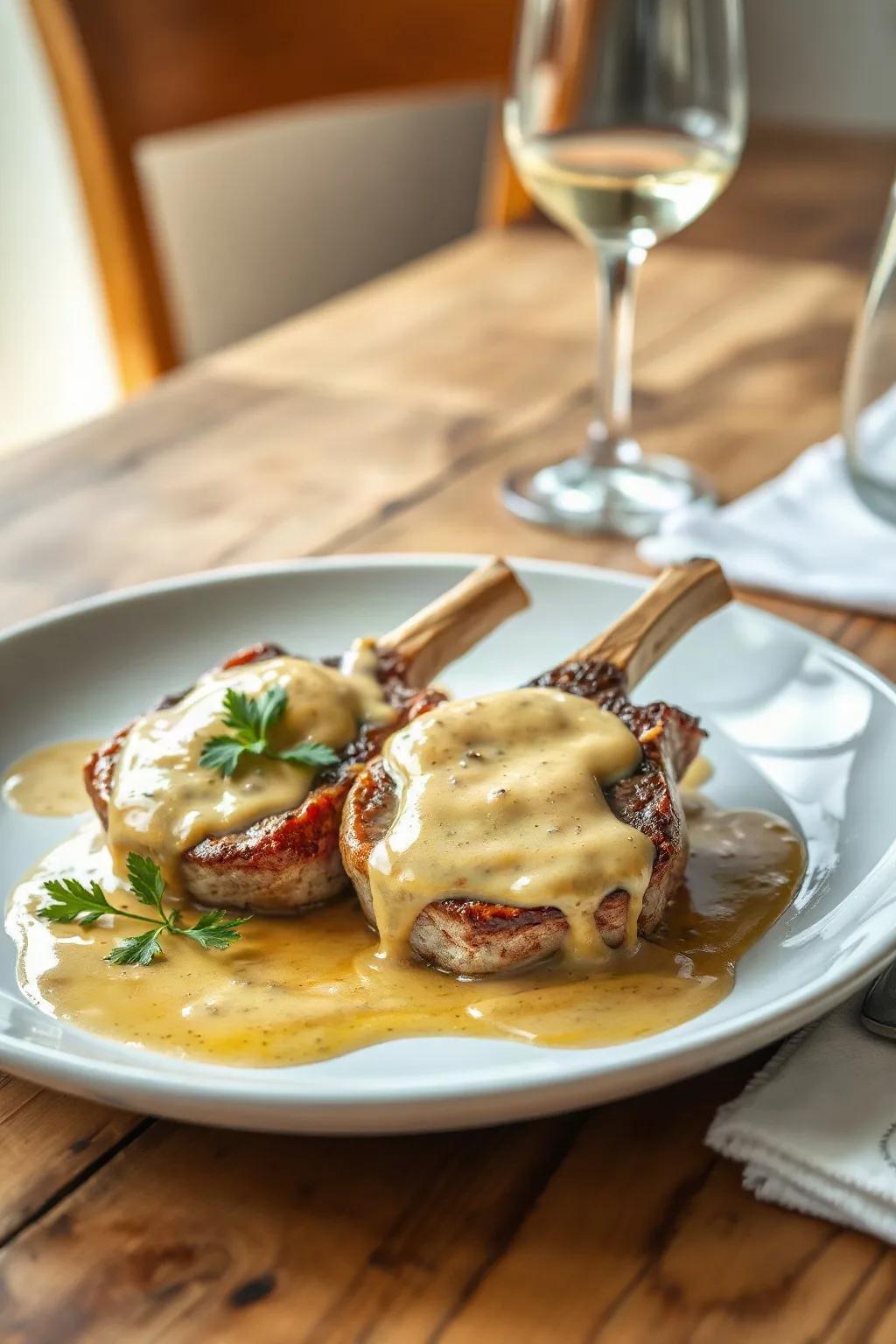 Veal Chops with Mustard Sauce