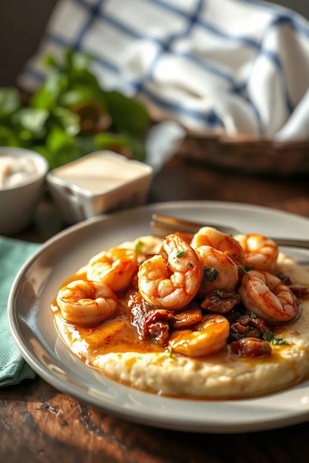 Crevettes et gruau de maïs classiques du Sud