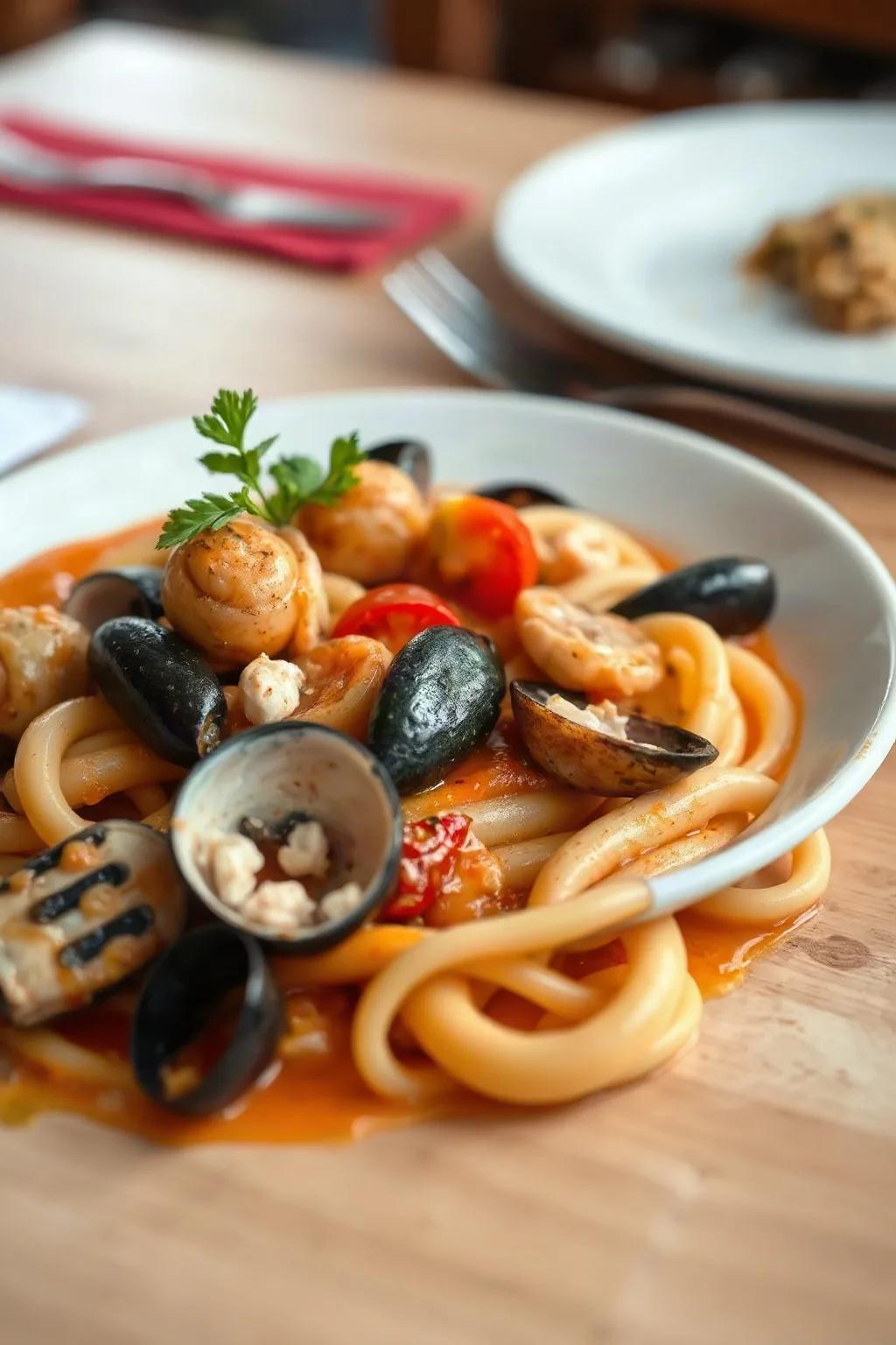 Italian Seafood Mezzi Paccheri