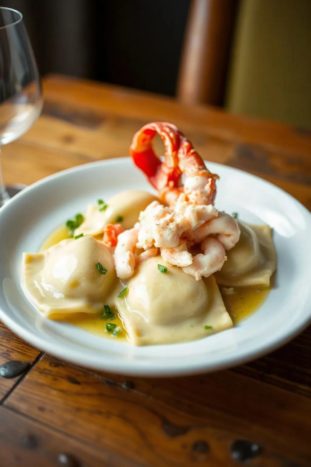 Raviolis de homard sauce au beurre au homard