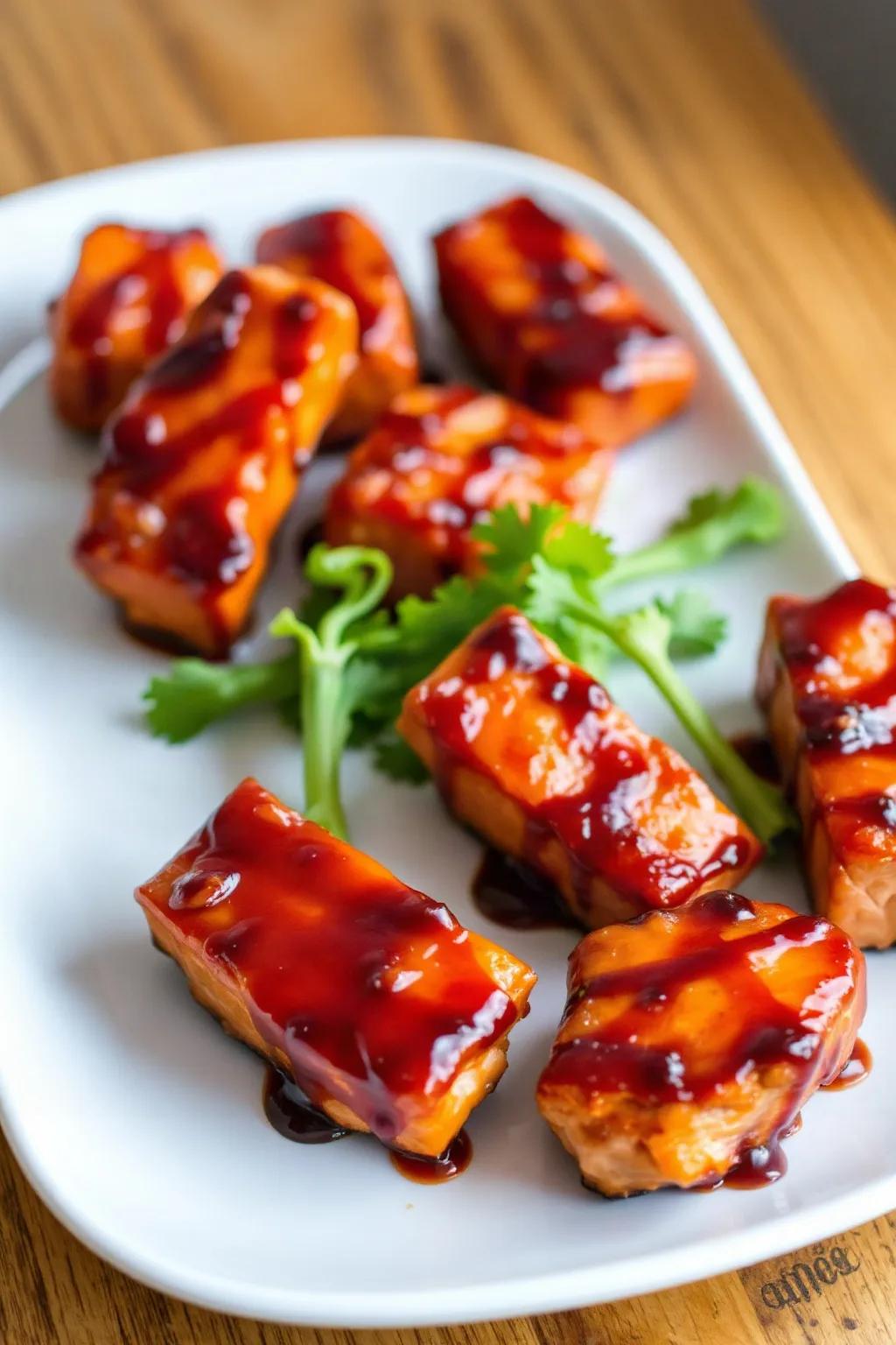 Air Fryer Lacquered Salmon Bites