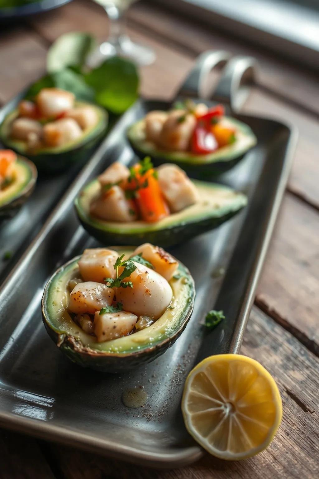 Scallop Ceviche Stuffed Avocados