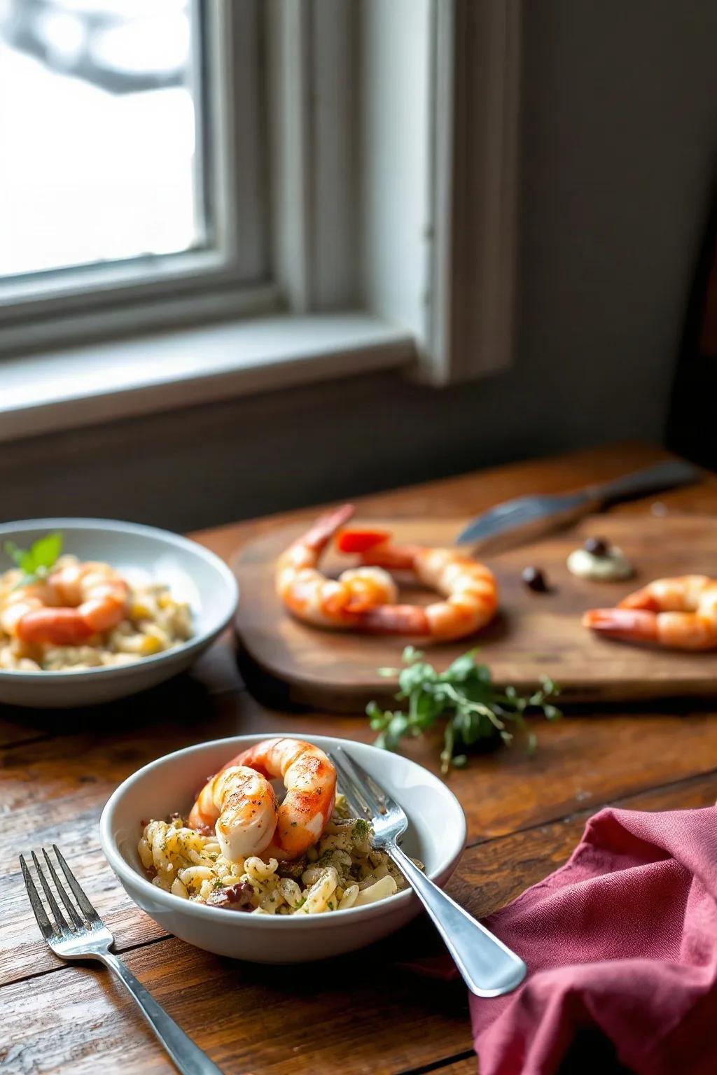 Cazuela de Orzo con Camarones Nórdicos y Hierbas