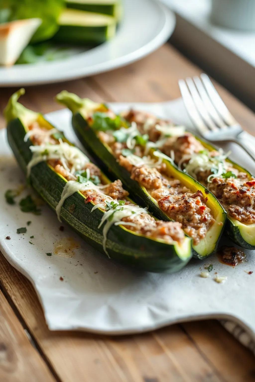 Stuffed Zucchini with Veal and Parmesan