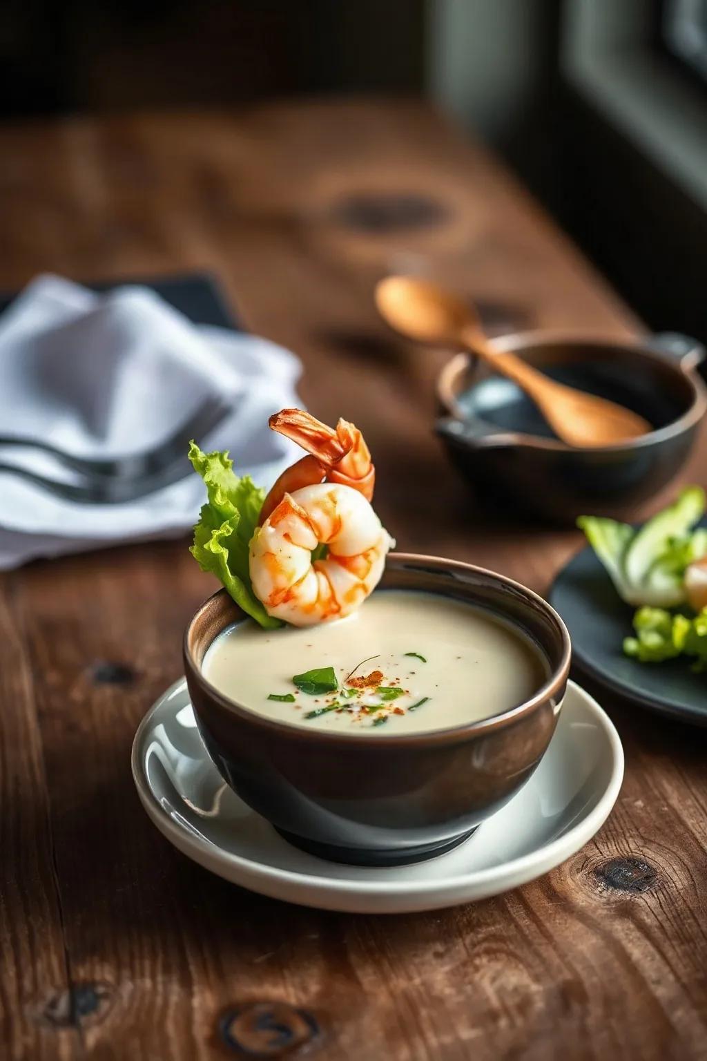 Cream of Lettuce and Nordic Shrimp Soup