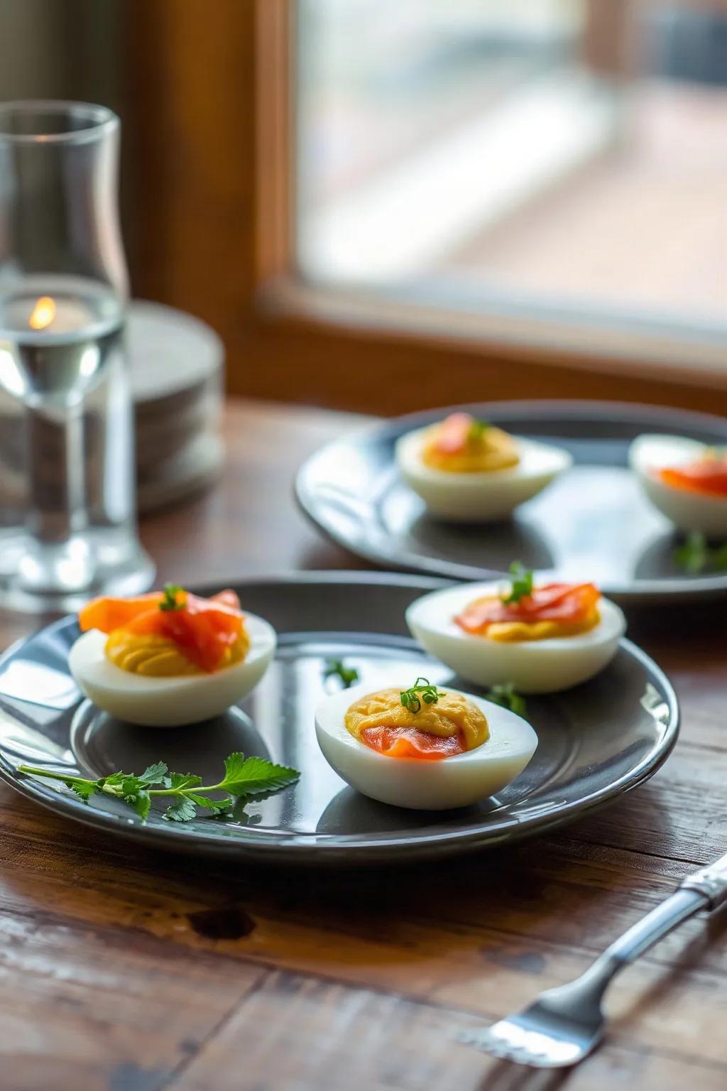 Oeufs farcis au saumon fumé