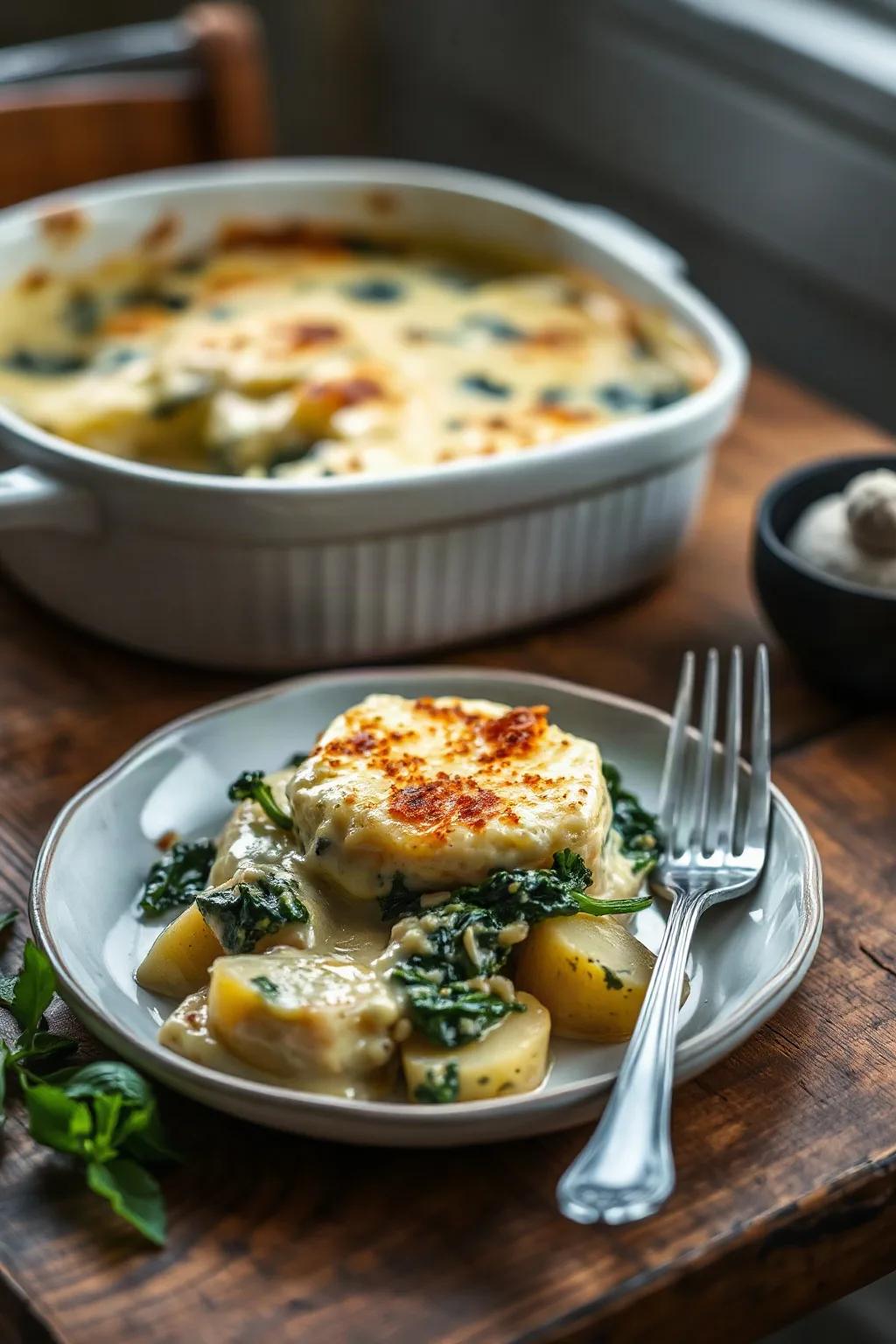 Potato, Spinach, and Fish Casserole