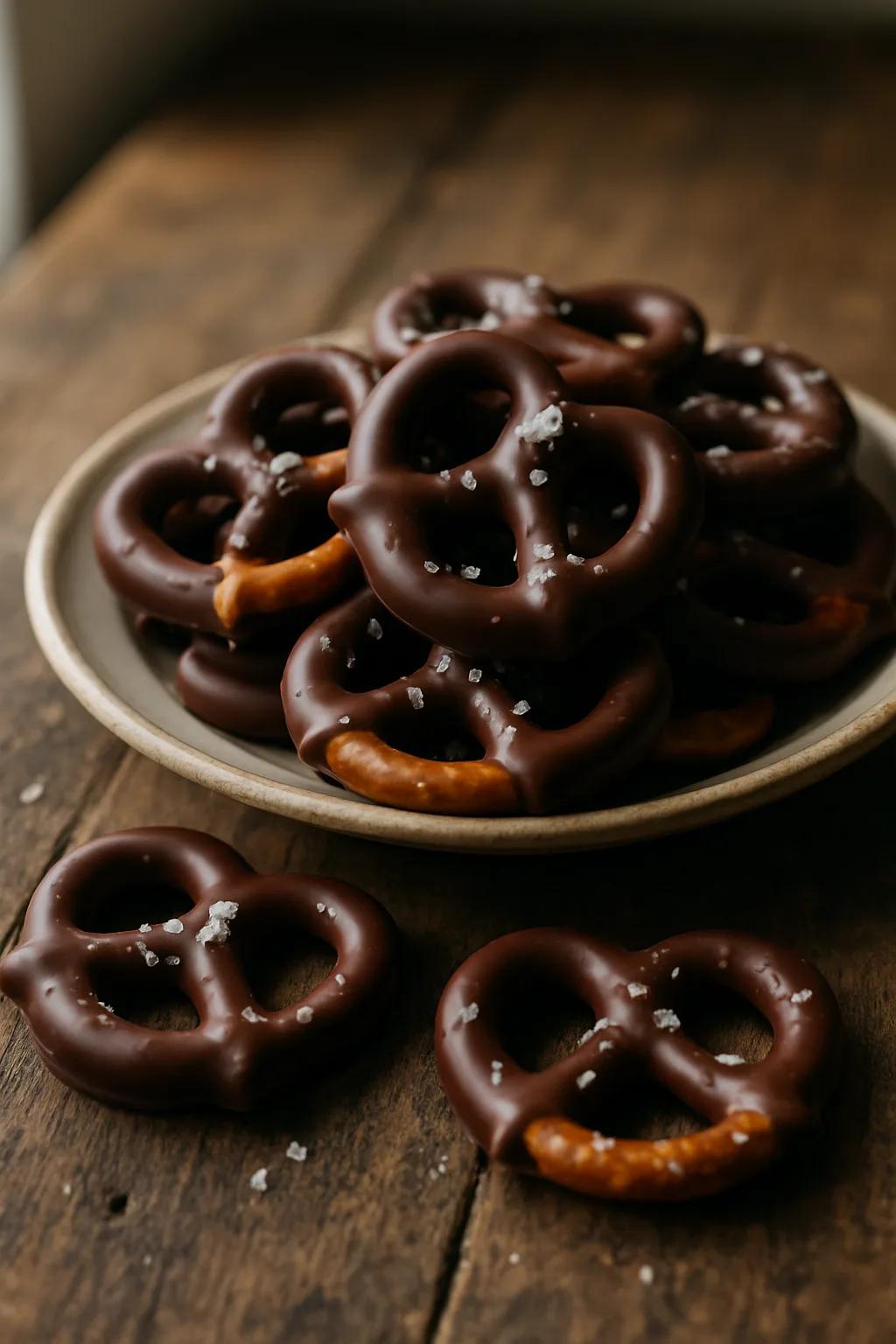Pretzels Cubiertos de Chocolate Caseros