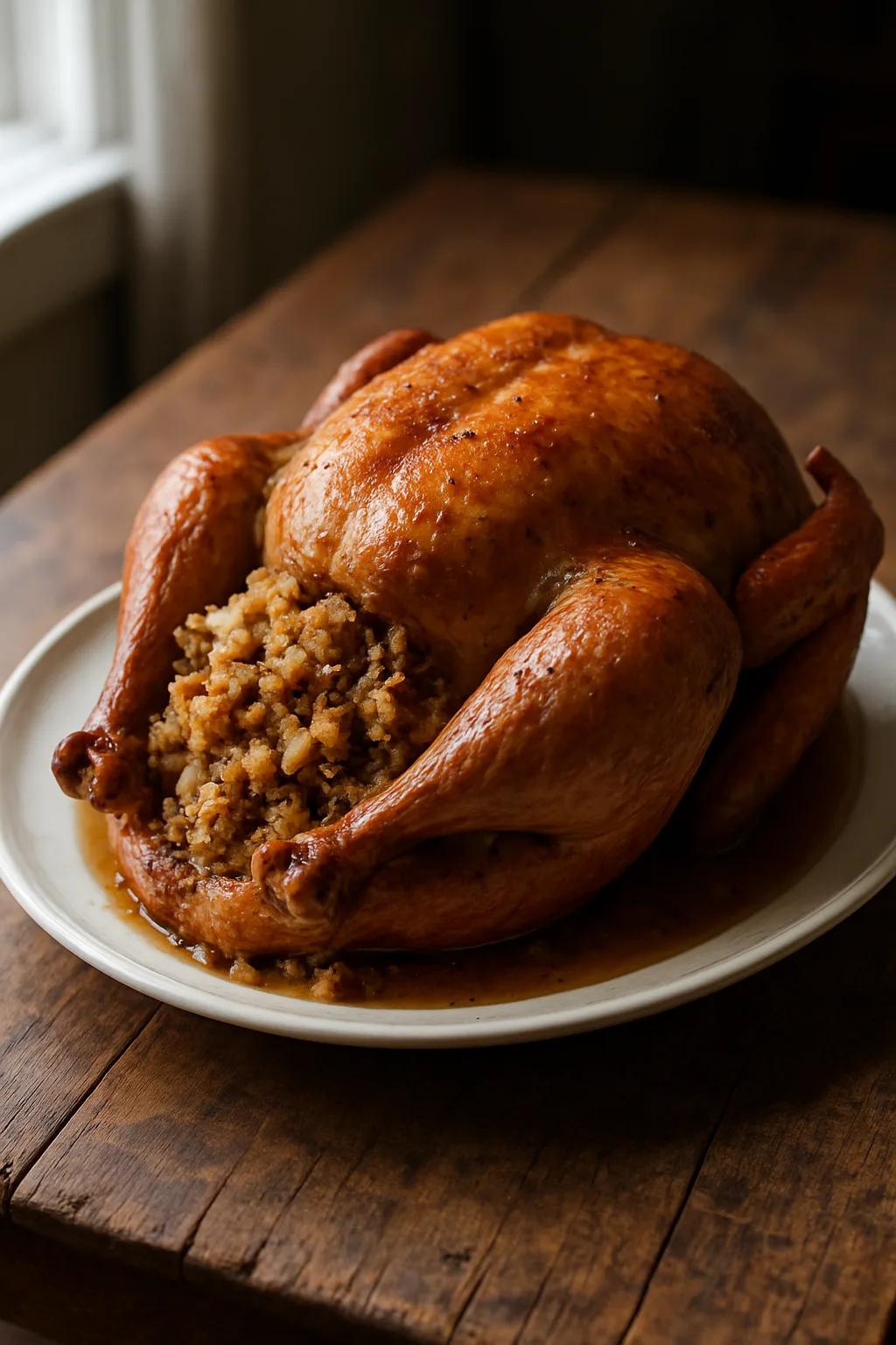 Pavo relleno asado