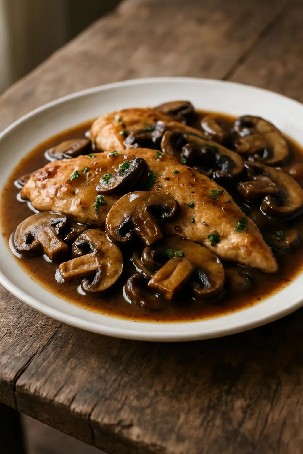 Poulet Marsala aux Champignons Portobello